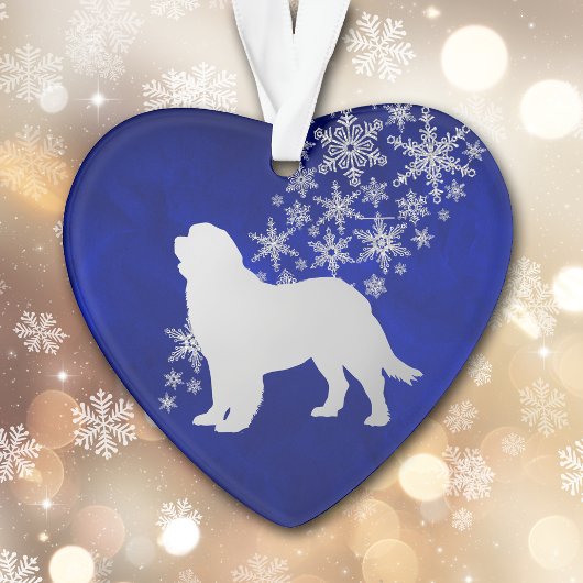 Blue Silver Snowflake Newfoundland Dog Ornament