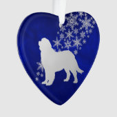 Blue Silver Snowflake Newfoundland Dog Ornament (voorkant)