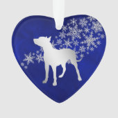 Blue Silver Snowflake Pit Bull Ornament (voorkant)