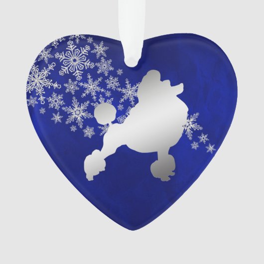 Blue Silver Snowflake Poodle Ornament (voorkant)