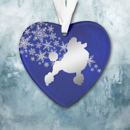 Blue Silver Snowflake Poodle Ornament