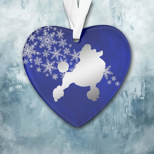 Blue Silver Snowflake Poodle Ornament