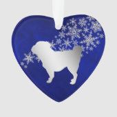 Blue Silver Snowflake Pug Ornament (voorkant)