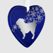 Blue Silver Snowflake Pug Ornament (voorkant)