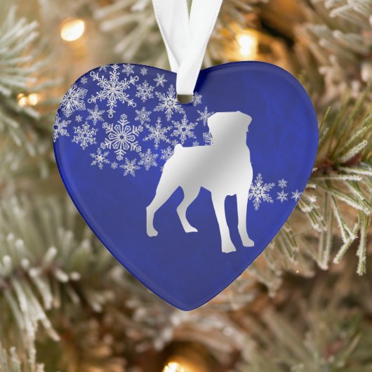 Blue Silver Snowflake Rottweiler Ornament (Boom)