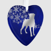 Blue Silver Snowflake Rottweiler Ornament (voorkant)