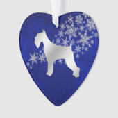 Blue Silver Snowflake Schnauzer Ornament (voorkant)