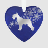 Blue Silver Snowflake Schnauzer Ornament (voorkant)