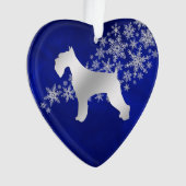 Blue Silver Snowflake Schnauzer Ornament (voorkant)