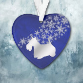 Blue Silver Snowflake Scottie Dog Ornament