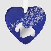 Blue Silver Snowflake Scottie Dog Ornament (voorkant)