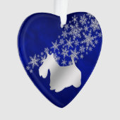 Blue Silver Snowflake Scottie Dog Ornament (voorkant)
