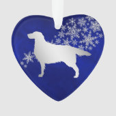Blue Silver Snowflake Setter Dog Ornament (voorkant)