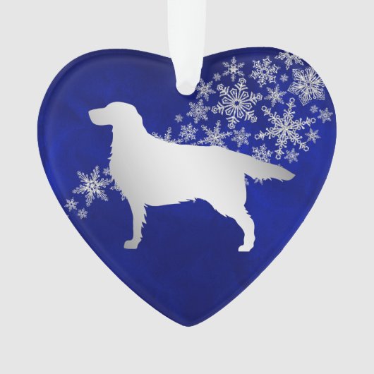 Blue Silver Snowflake Setter Dog Ornament (voorkant)