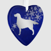 Blue Silver Snowflake Setter Dog Ornament (voorkant)