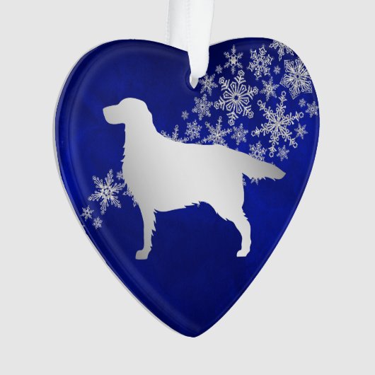 Blue Silver Snowflake Setter Dog Ornament (voorkant)