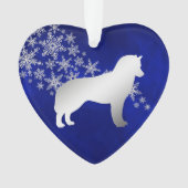 Blue Silver Snowflake Siberian Husky Ornament (voorkant)