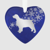 Blue Silver Snowflake Spaniel Ornament (voorkant)