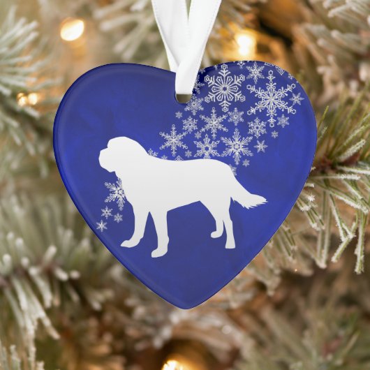 Blue Silver Snowflake St Bernard Ornament (Boom)