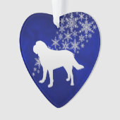 Blue Silver Snowflake St Bernard Ornament (voorkant)
