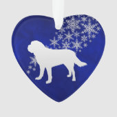 Blue Silver Snowflake St Bernard Ornament (voorkant)