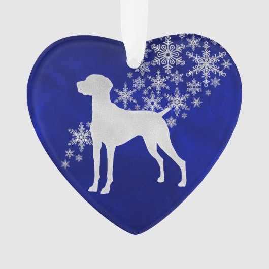 Blue Silver Snowflake Vizsla Ornament (voorkant)