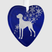 Blue Silver Snowflake Vizsla Ornament (voorkant)