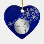 Blue Silver Snowflake Volleyball Persoonlijk Keramisch Ornament (Voorkant)