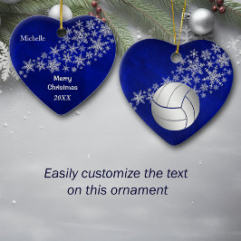 Blue Silver Snowflake Volleyball Persoonlijk Keramisch Ornament