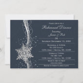 blue Silver Snowflake Wedding Rehearsal Invites Kaart (Voorkant)
