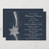 blue Silver Snowflake Wedding Rehearsal Invites Kaart (Voorkant / Achterkant)