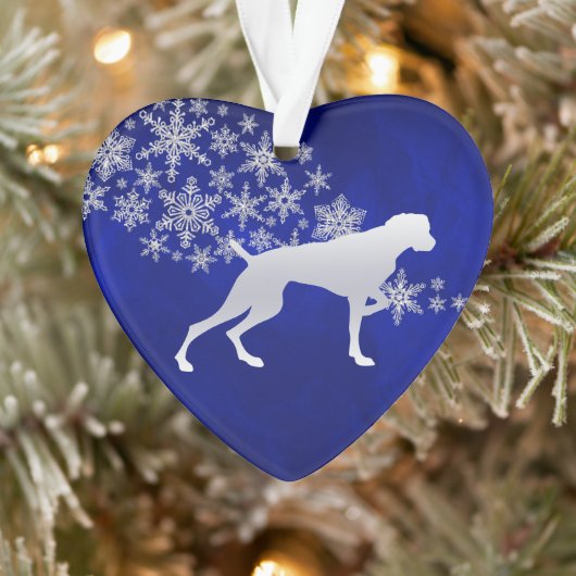 Blue Silver Snowflake Weimaraner Dog Ornament (Boom)