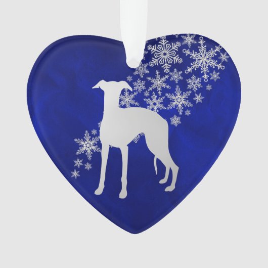 Blue Silver Snowflake Whippet Ornament (voorkant)