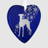 Blue Silver Snowflake Whippet Ornament (voorkant)
