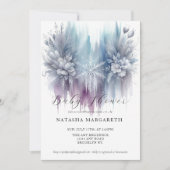 Blue Silver Snowflake Winter Baby shower Elegant Kaart (Voorkant)
