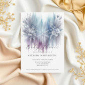 Blue Silver Snowflake Winter Baby shower Elegant Kaart