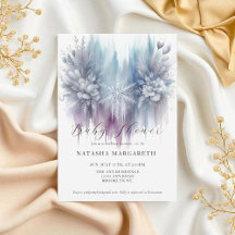 Blue Silver Snowflake Winter Baby shower Elegant