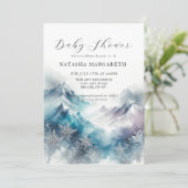 Blue Silver Snowflake Winter Baby shower Elegant Kaart (Staand voorkant)