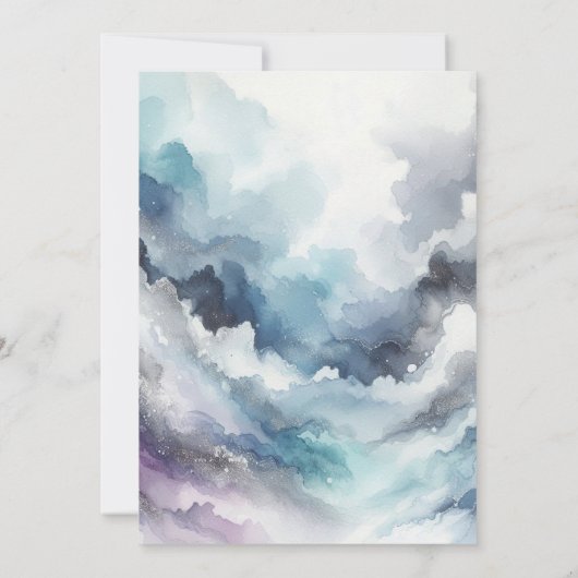 Blue Silver Snowflake Winter Baby shower Elegant Kaart (Achterkant)