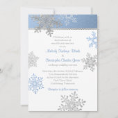 Blue Silver Snowflake Winter Weddenschap Kaart (Voorkant)