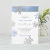 Blue Silver Snowflake Winter Weddenschap Kaart (Staand voorkant)