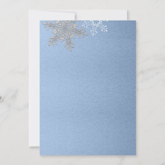 Blue Silver Snowflake Winter Weddenschap Kaart (Achterkant)