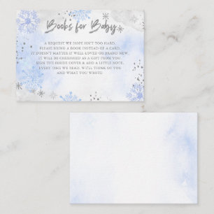 Blue Silver Snowflakes Baby shower Boek Verzoek Informatiekaartje
