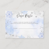 Blue Silver Snowflakes Baby shower Luier Raffle Informatiekaartje (Voorkant)