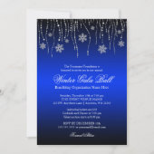 Blue Silver Snowflakes Gala Ball-uitnodigingen Kaart (Voorkant)