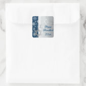 Blue, Silver Snowflakes Happy Hanukkah Sticker (Tas)