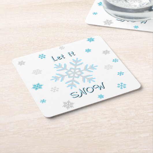 Blue Silver Snowflakes Let it Snow Kartonnen Onderzetters (Schuin)