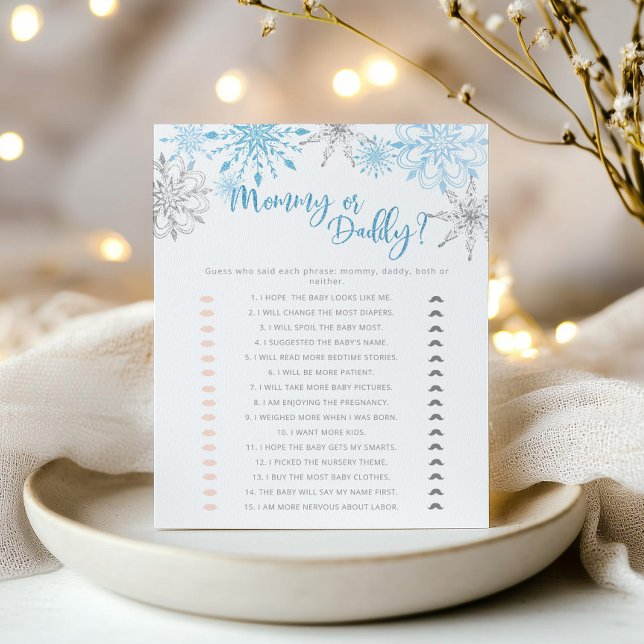 Blue Silver Snowflakes Mammie- of papa-spel (Creator heeft geüpload)