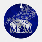 Blue Silver Snowflakes Proud Gymnastics Mam Metalen Ornament (Voorkant)
