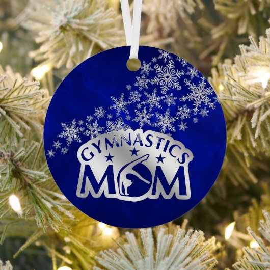 Blue Silver Snowflakes Proud Gymnastics Mam Metalen Ornament (Insitu)